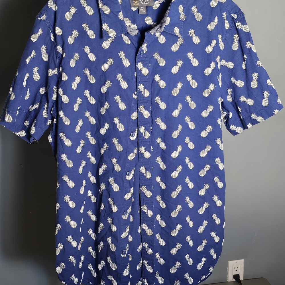 Navy Pineapple Print Men's Casual Shirt‎ Wallin & Bros Size XL
